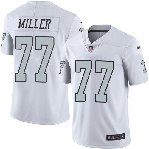 Nike Raiders #77 Kolton Miller White Youth Stitched NFL Limited Rush Jersey - Click Image to Close